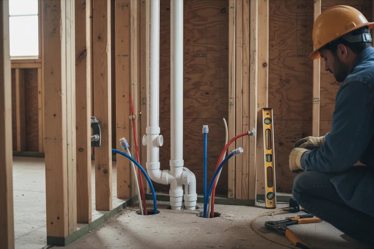 Drain and supply rough-in during Leak Detection in Newville